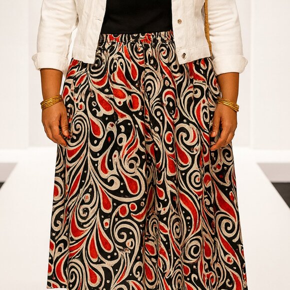 Plus size Maxi Skirt with Pockets All Over Print - Picture 3 of 7